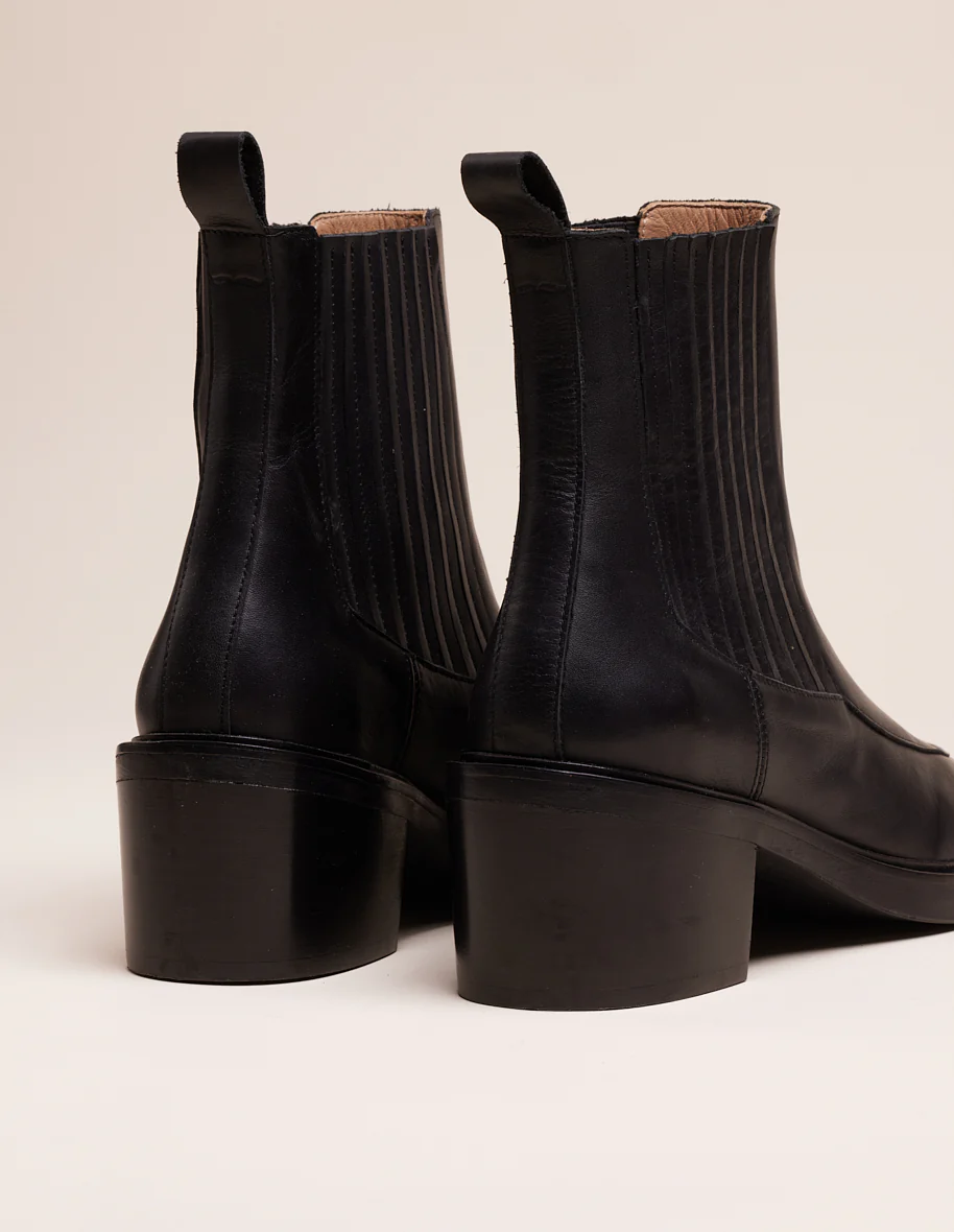 Bottines à talons Janine - Cuir noir
