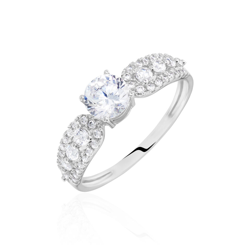 Bague Solitaire Sarah Or Blanc Oxyde De Zirconium