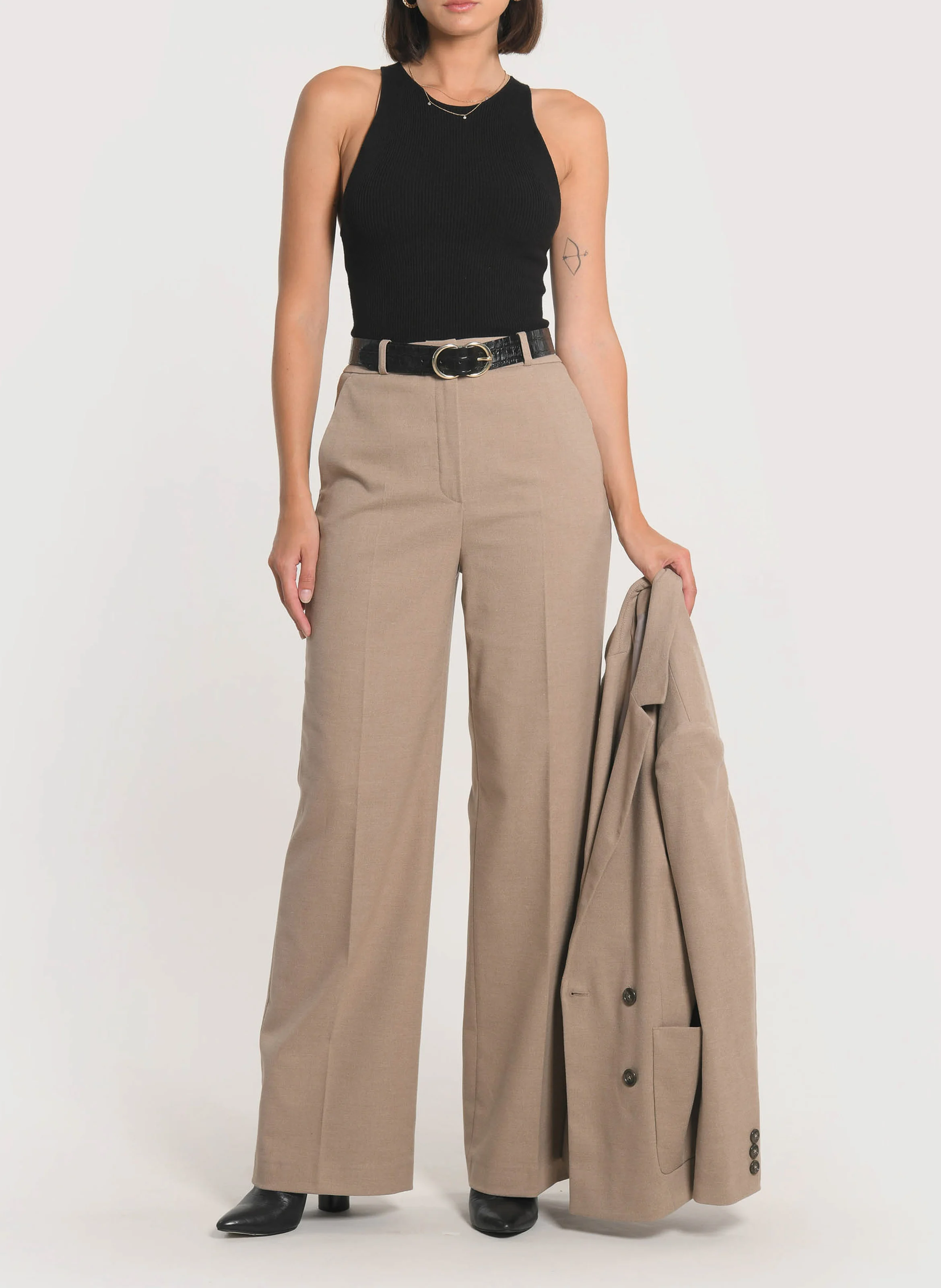 MACHA - Pantalon de tailleur large | Beige
