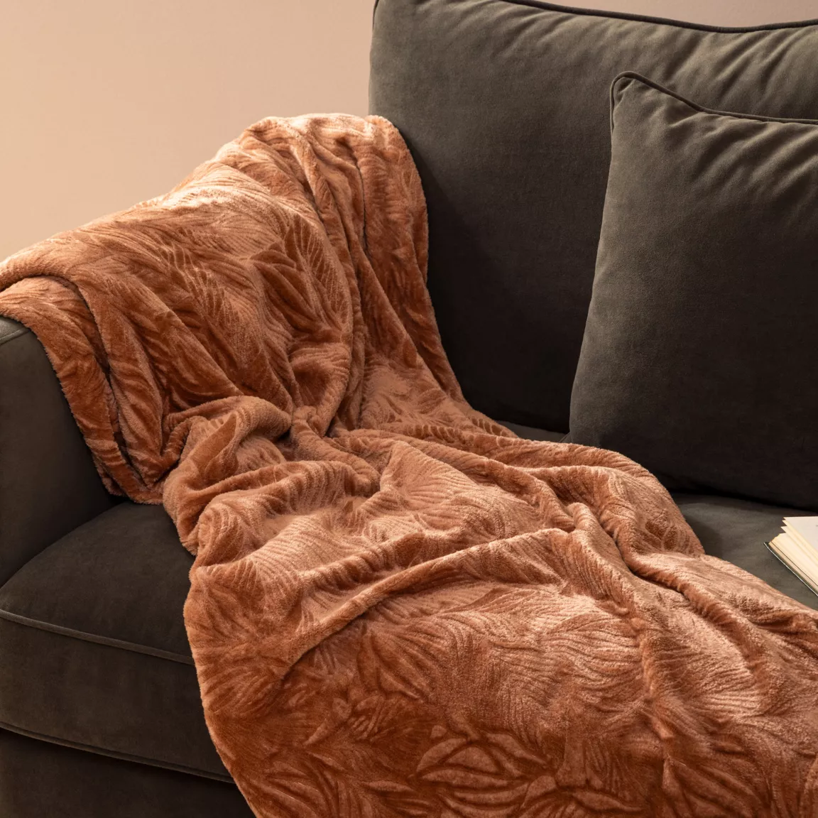Plaid doux flanelle (180 x 230 cm) Ryo Marron