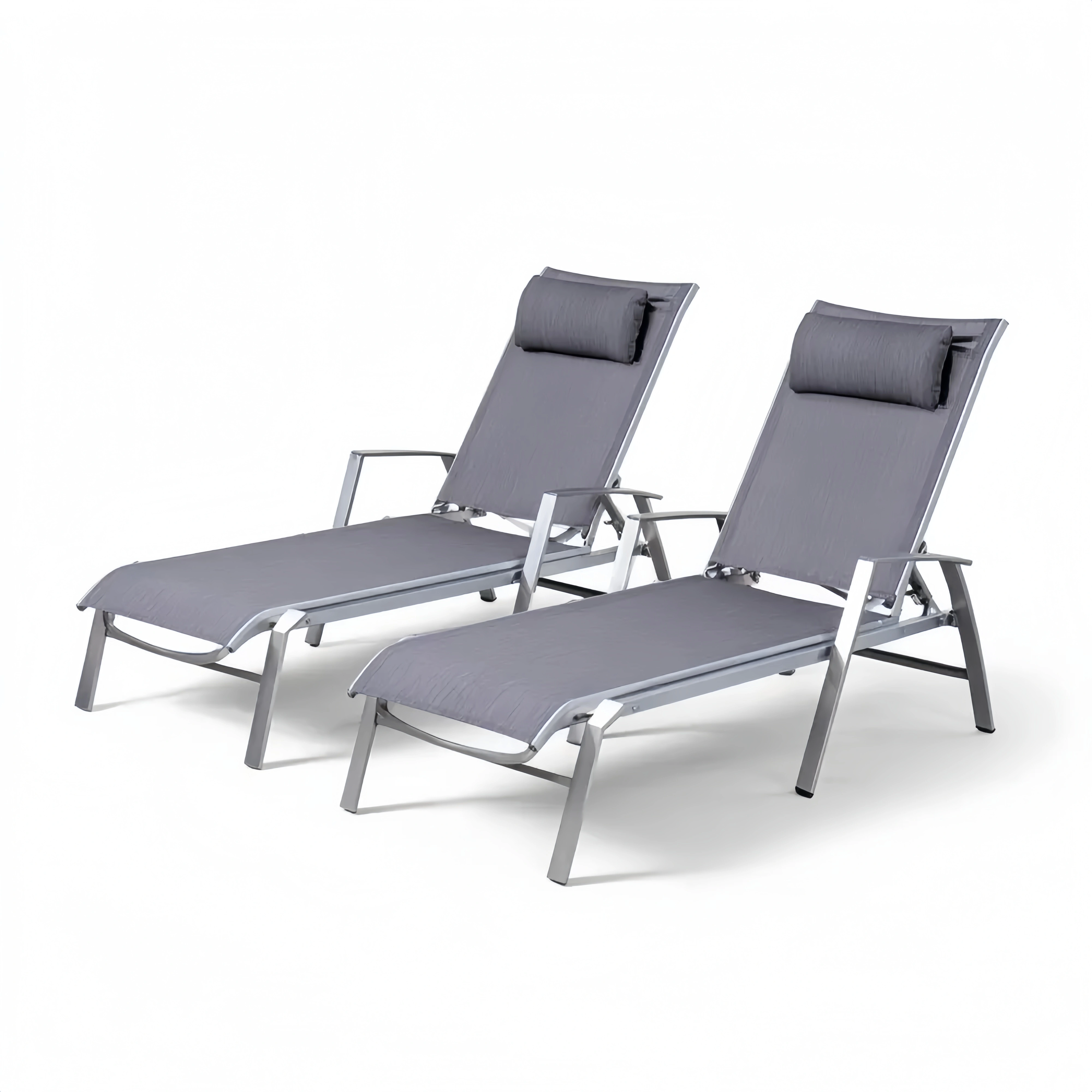 Gartenliege Aluminium 200x65x35 cm – Grau – Verstellbar