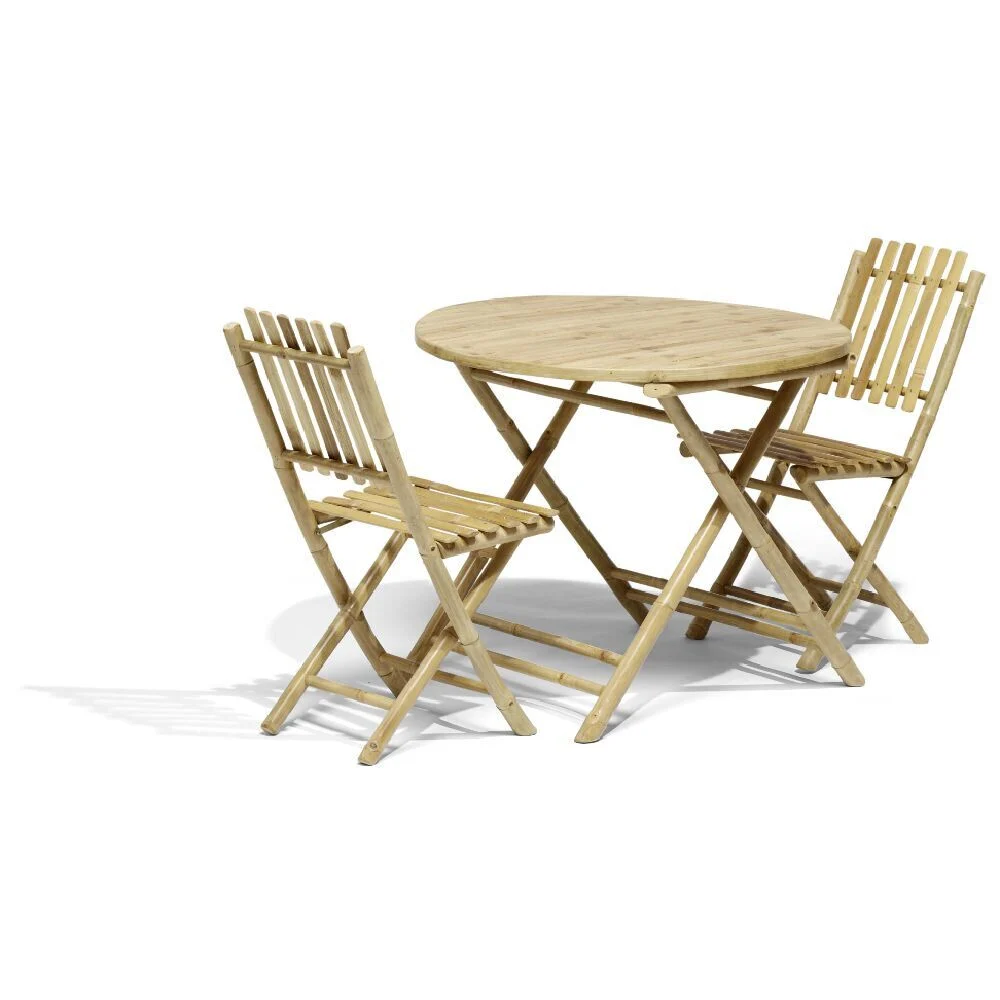 Table de jardin ronde en bambou Laos 2 personnes Ø90xH.75 cm