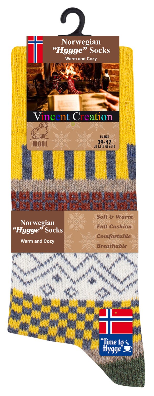 Vincent Creation® 3 Paar Bunte Norwegersocken Hygge Socken