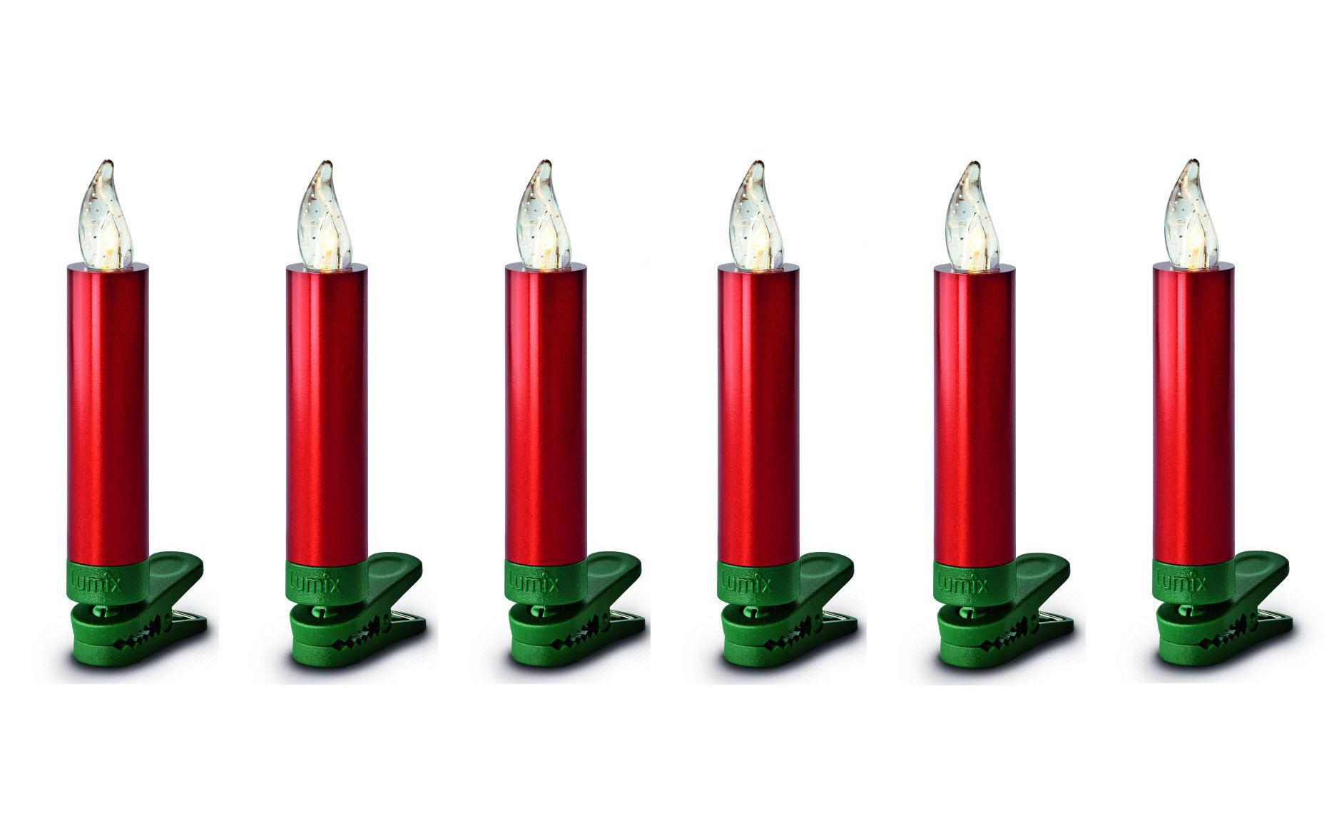 LED Baumkerze SuperLight Mini, Rot, 6er-SetErweiterungsset LED Christbaumkerzen