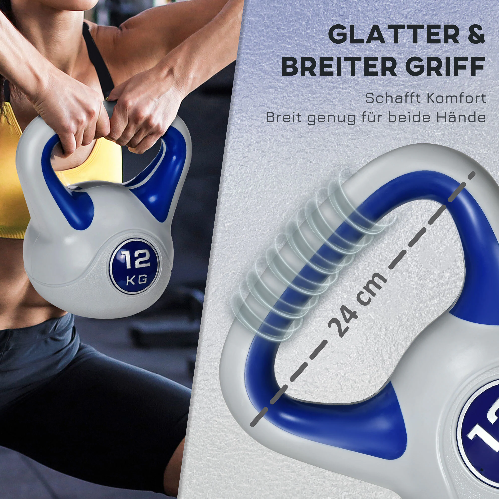 SPORTNOW Kettlebell mit Griff blau 24L x 17B x 28H cm
