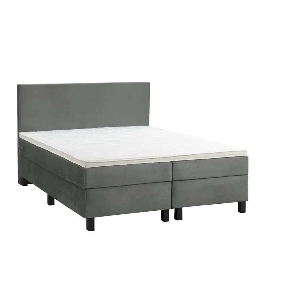 Boxspring Liv egaal - grijs - 180x200 cm - vierkante poot