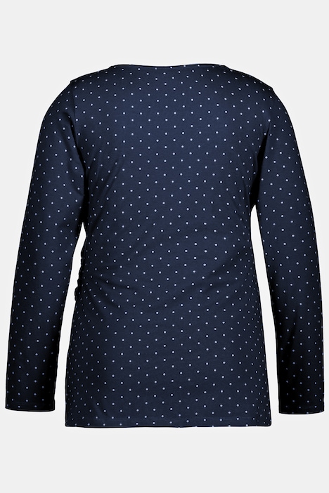 Bellieva-Wickelshirt, Punkte, V-Ausschnitt, Langarm, GOTS
