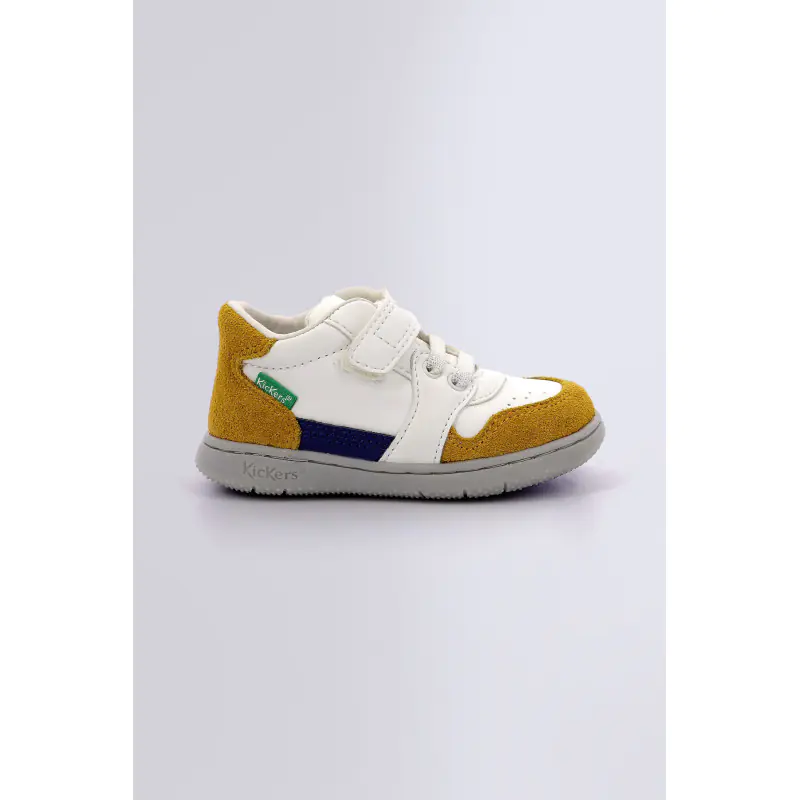 Kickbuvar Blanc camel bleu BASKETS BASSES Synthétique Garçon