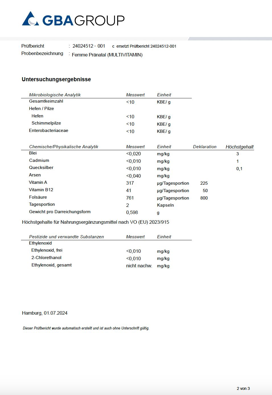 NUTRILAB MUNICH Femme pränatal