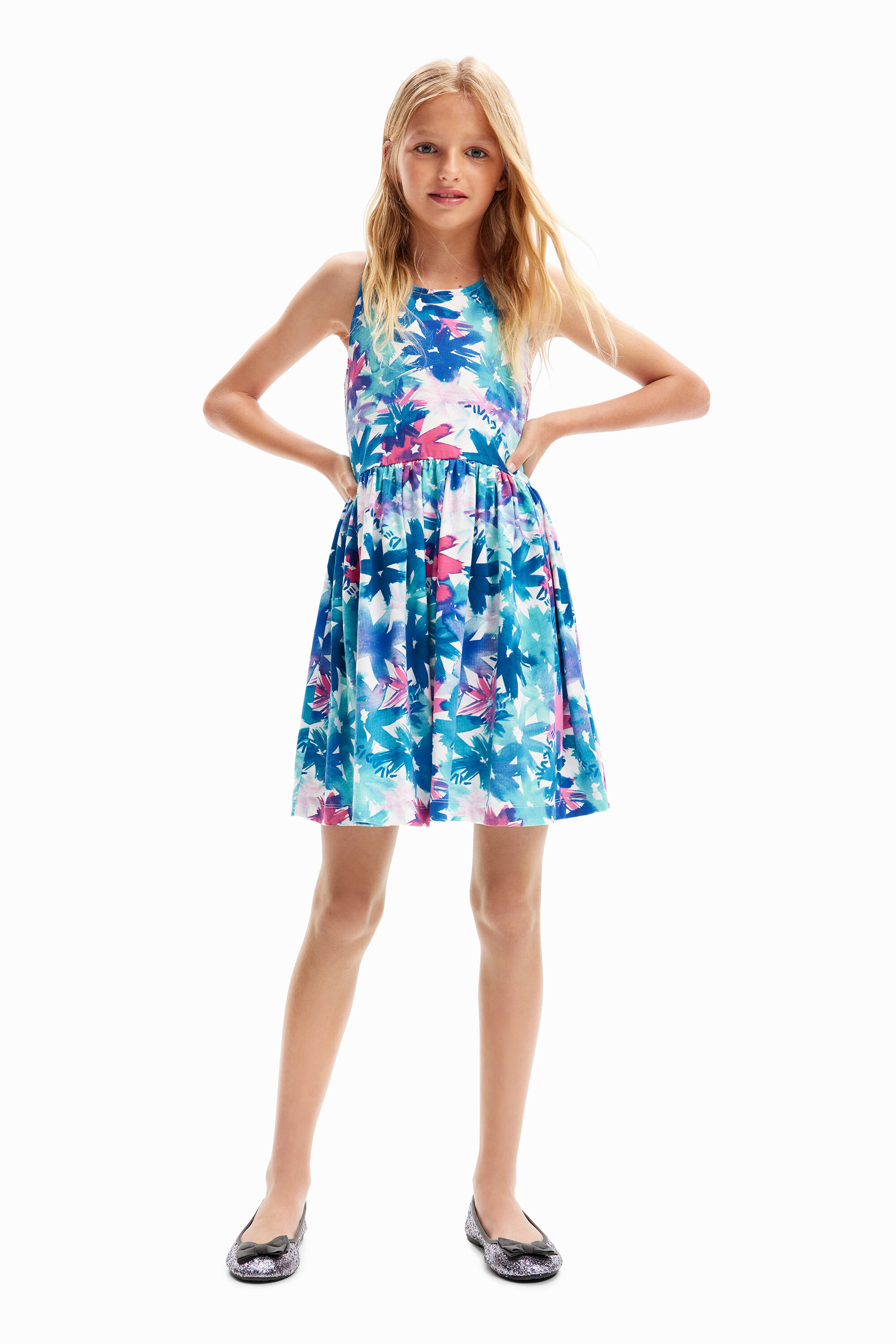Robe courte fleurs aquarelle