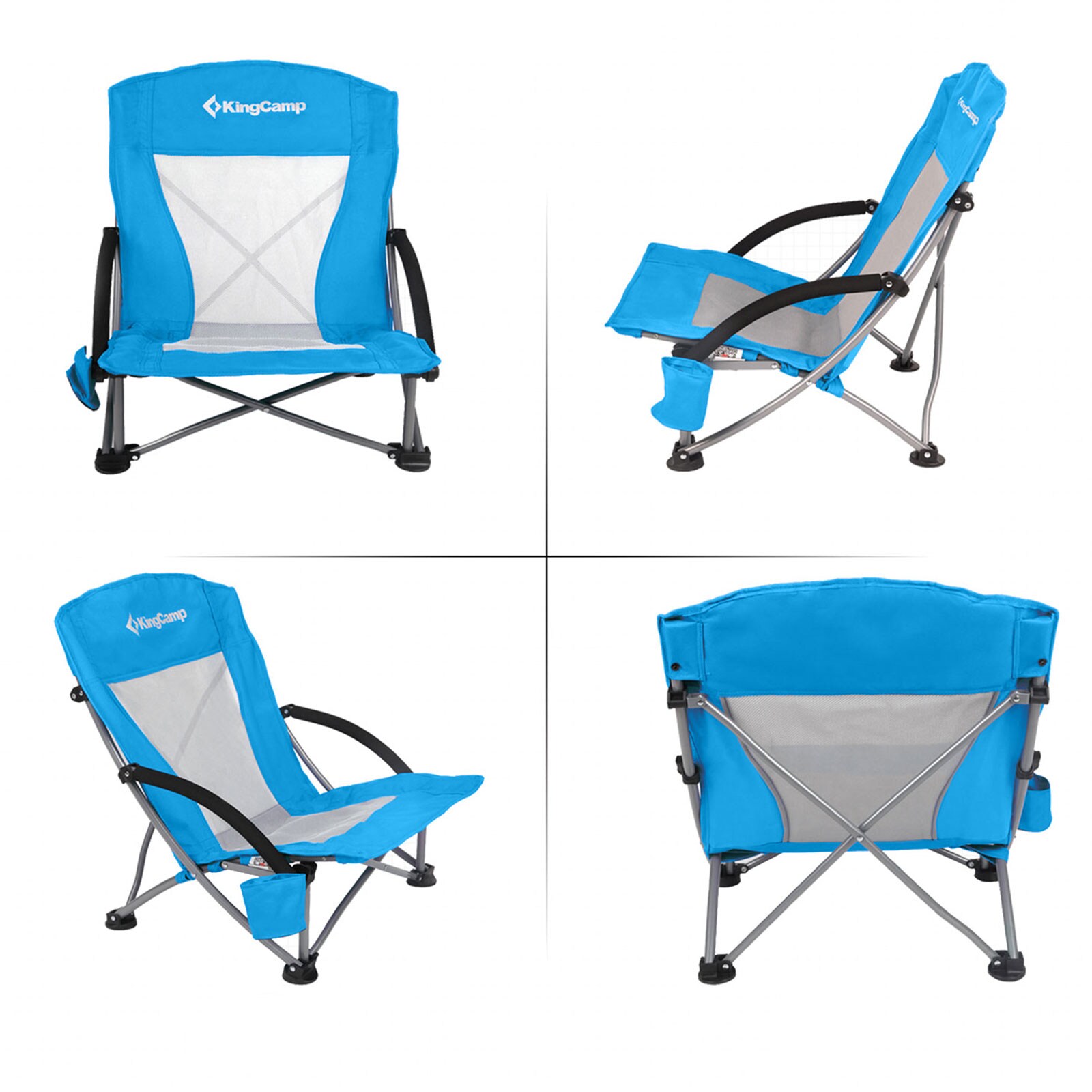 KINGCAMP Strand Liege Stuhl Camping Klapp Falt Sessel Niedrig Garten Stahl 136kg Farbe: Royal Blue