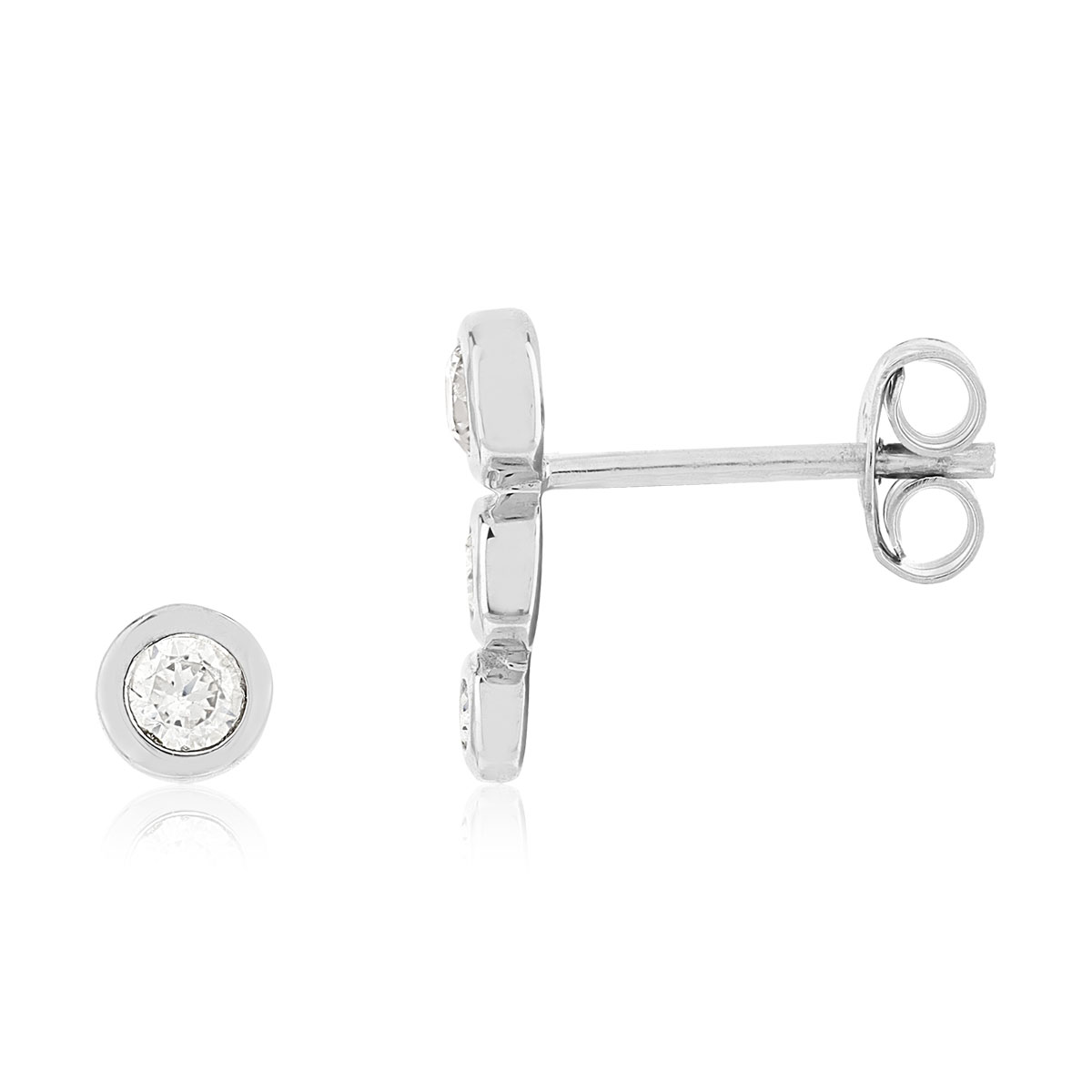 Boucles d'oreilles argent 925 zirconias, 1 clou et 1 contour