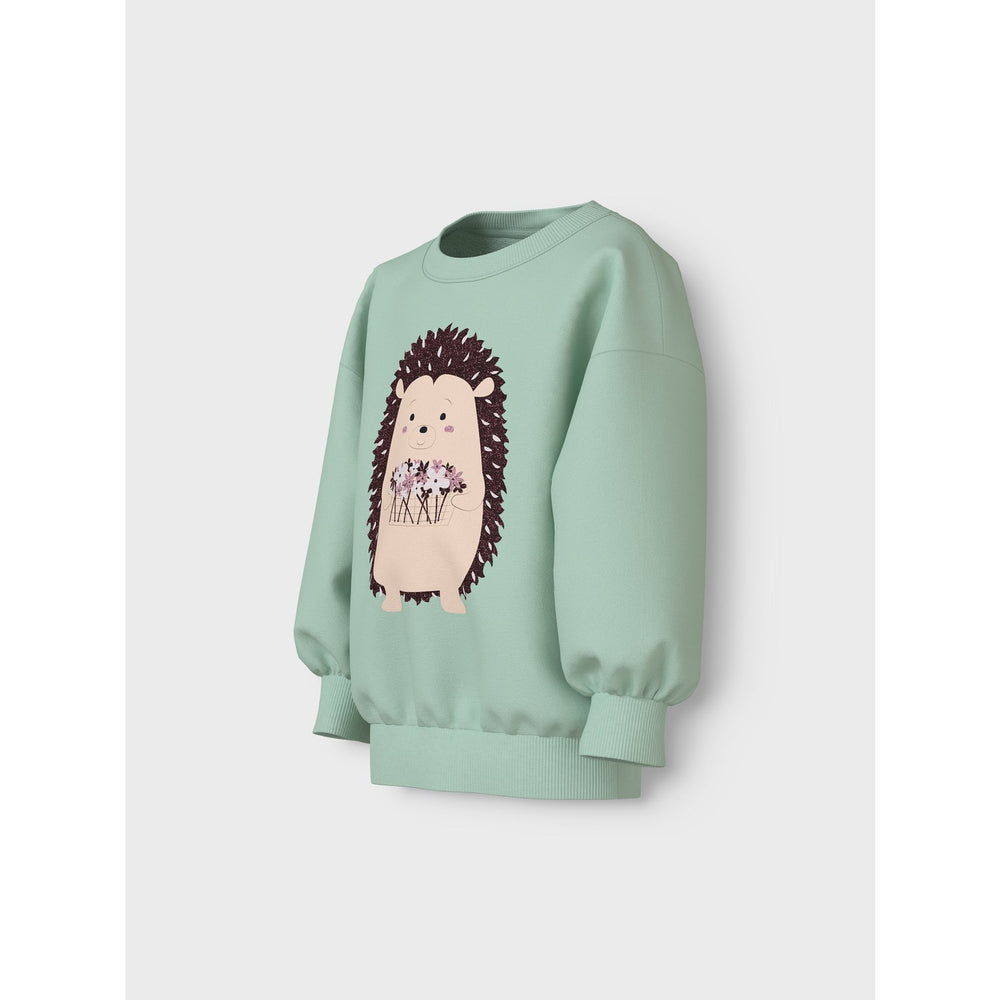 Køb Name It Gossamer Green Hedgehog Nmfvalona Ls Long Rlx Sweat Unb