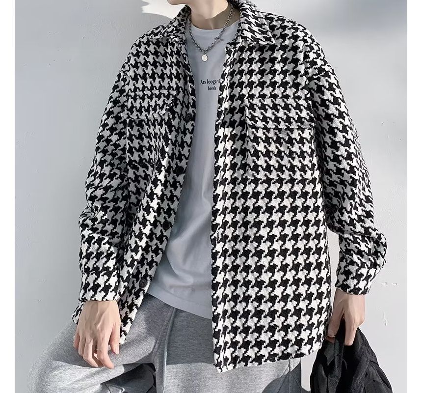 Ateso - Pied-de-poule wollen oversized overhemdjas