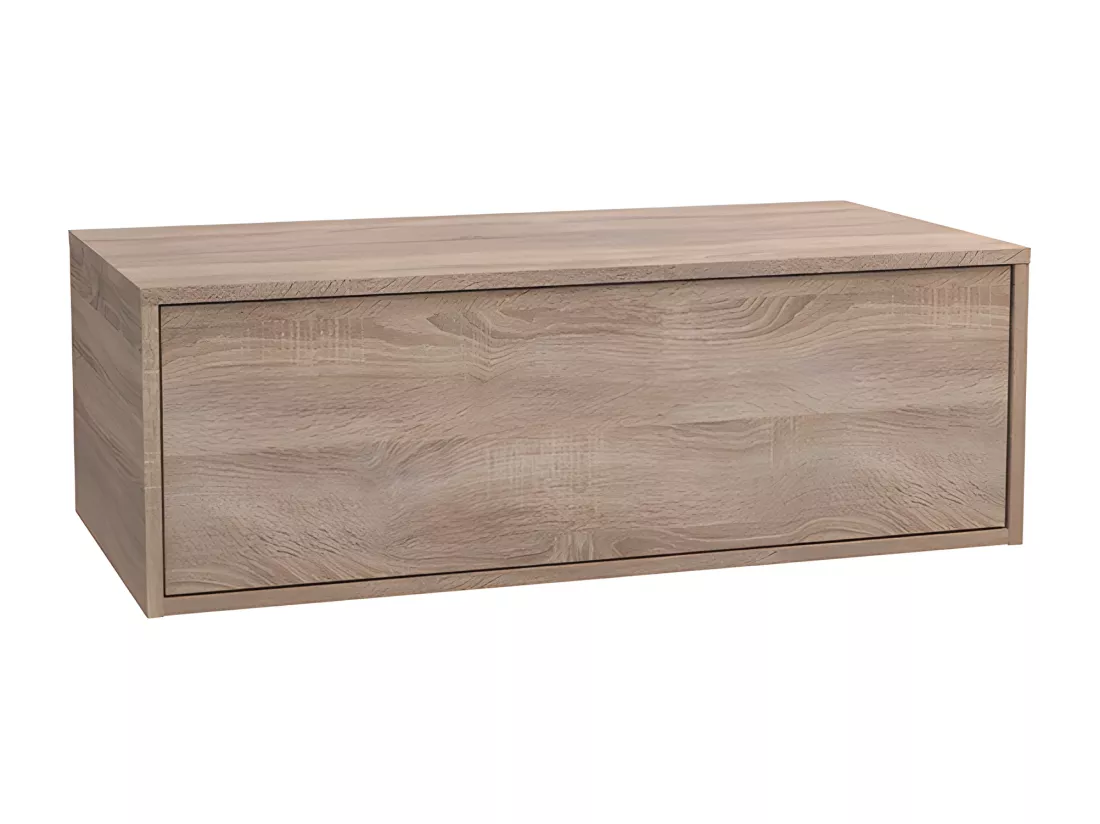 Meuble de salle de bain suspendu coloris naturel clair avec simple vasque carrée - 94 cm - TEANA II