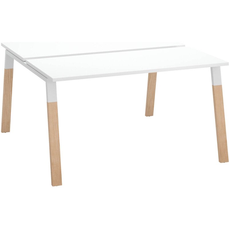 Pôle de 2 bureaux ECLA profondeur 126 cm piètement métal et bois