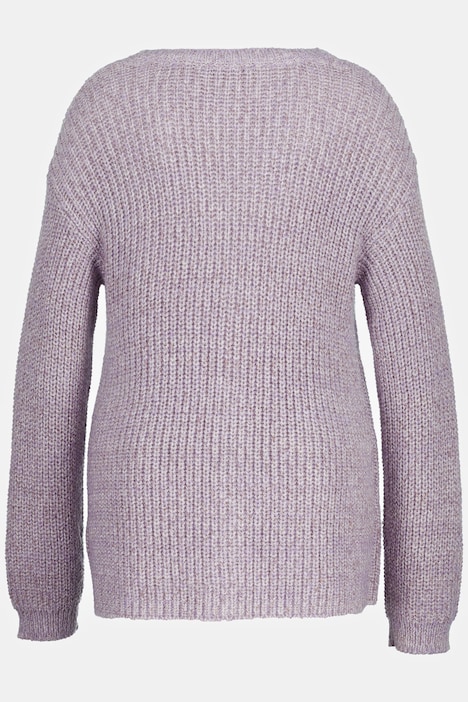Strickjacke, Metallic-Effekt, Oversized, Patentstrick