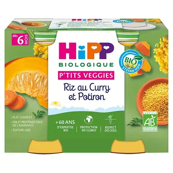 Hipp Organic P'tits Veggies Pot Curry Rice and Pumpkin +6m 2 x 190g