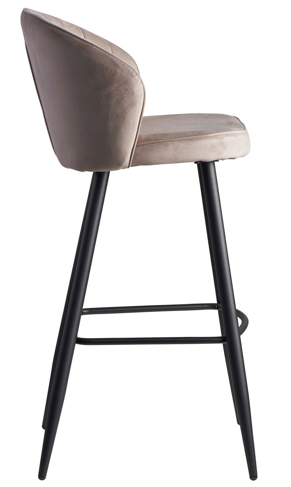 Barhocker mit Rückenlehne schwarz/ beige Samt