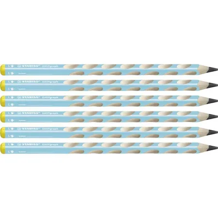 Ergonomischer Dreikant-Bleistift für Linkshänder - STABILO Easygraph in blau - 6er Pack - Härtegrad HB