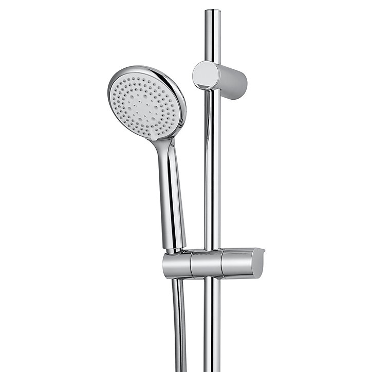 Kit de douche sans robinetterie avec douchette 3 jets + barre réglable + flexible chrome GoodHome Cavally