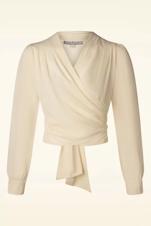 Rock N Romance Darla wikkelblouse in antiek wit