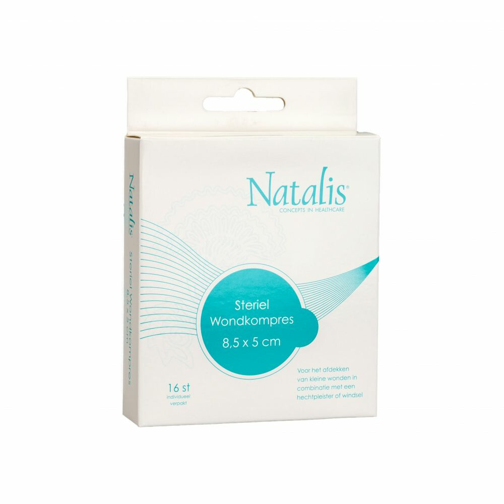 Natalis Gaaskompres Steriel 8,5 cm x 5 cm16 stuks
