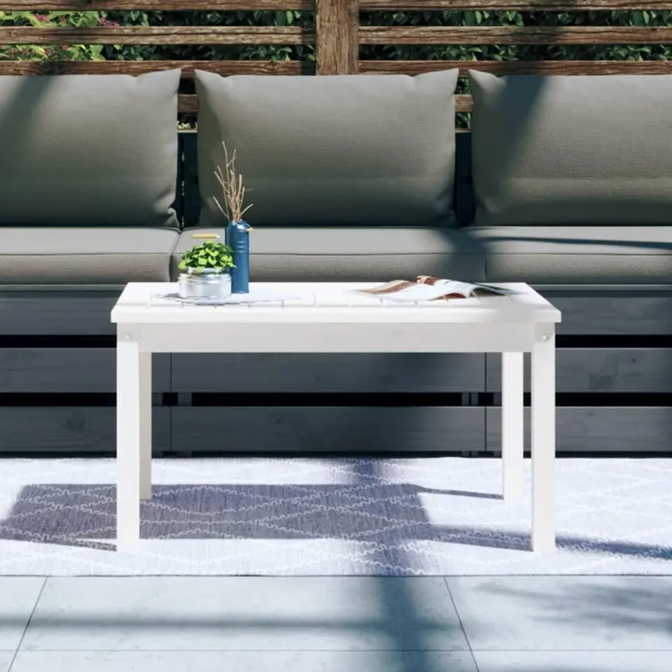 vidaXL - Loungetafel - Wit - Massief grenenhout - 82,5x50,5x45 cm