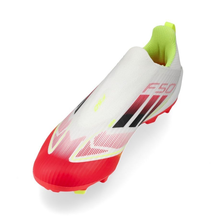adidas F50 League Laceless FG/AG Pure Victory - Blanc/Noir/Jaune Enfant