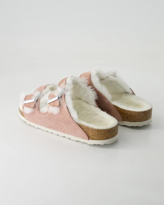 Birkenstock Arizona Shearling Pantoletten in Pink