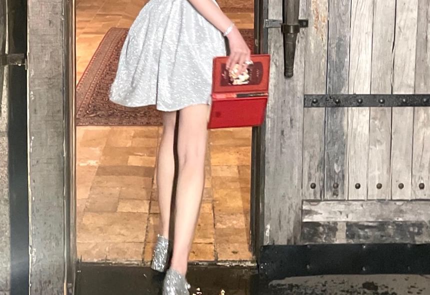 closetaine - Spaghettibandjes glitter mini korsetjurk / maxi korsetjurk