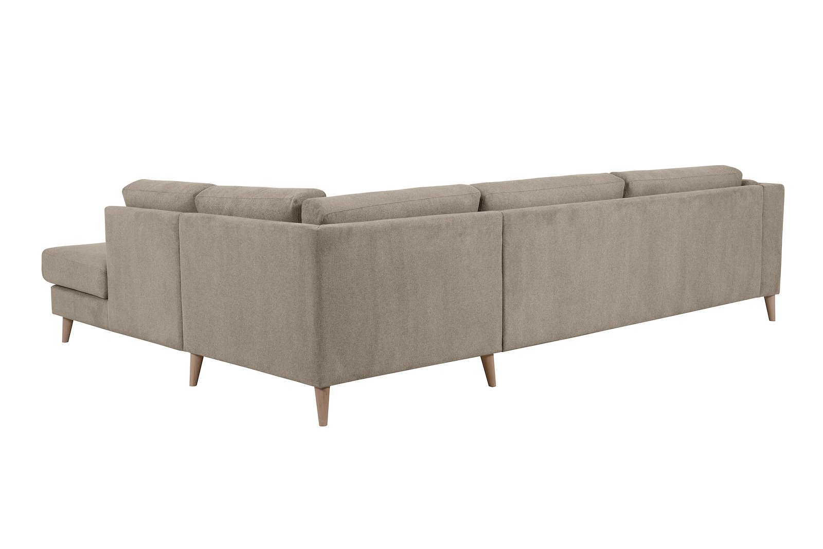 Edda hjørnesofa 3 seter med åpen ende høyre. Tekstil Brooklyn 9 Cappuccino ben 8, armlen G.