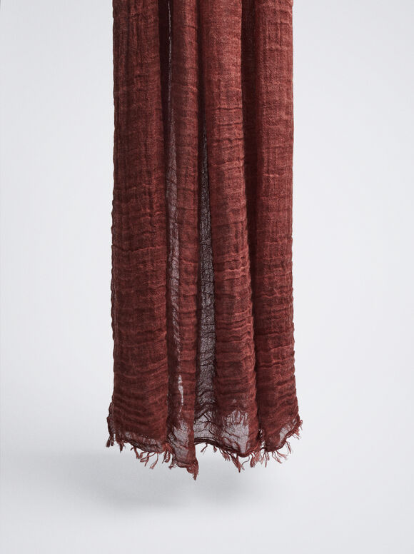 Pashmina lisa com franjas - Borgonha