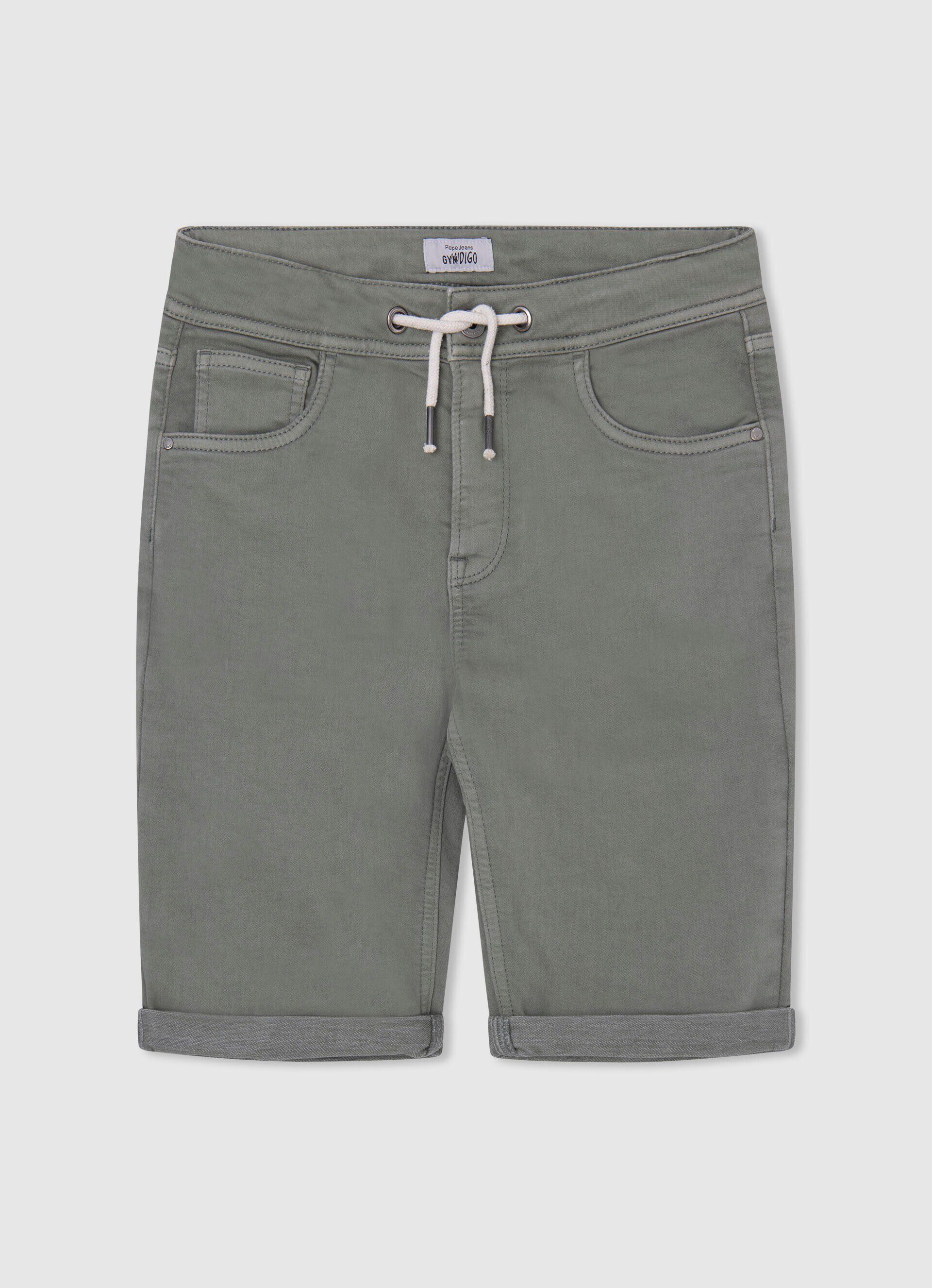Bermuda de algodão com 5 bolsos - verde-musgo
