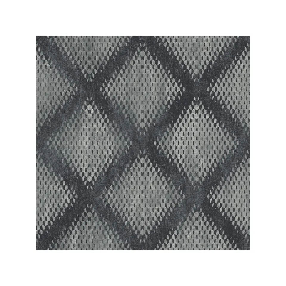 Dutch Wallcoverings - Hexagone ruit zwart/zilver - 0,53x10,05m