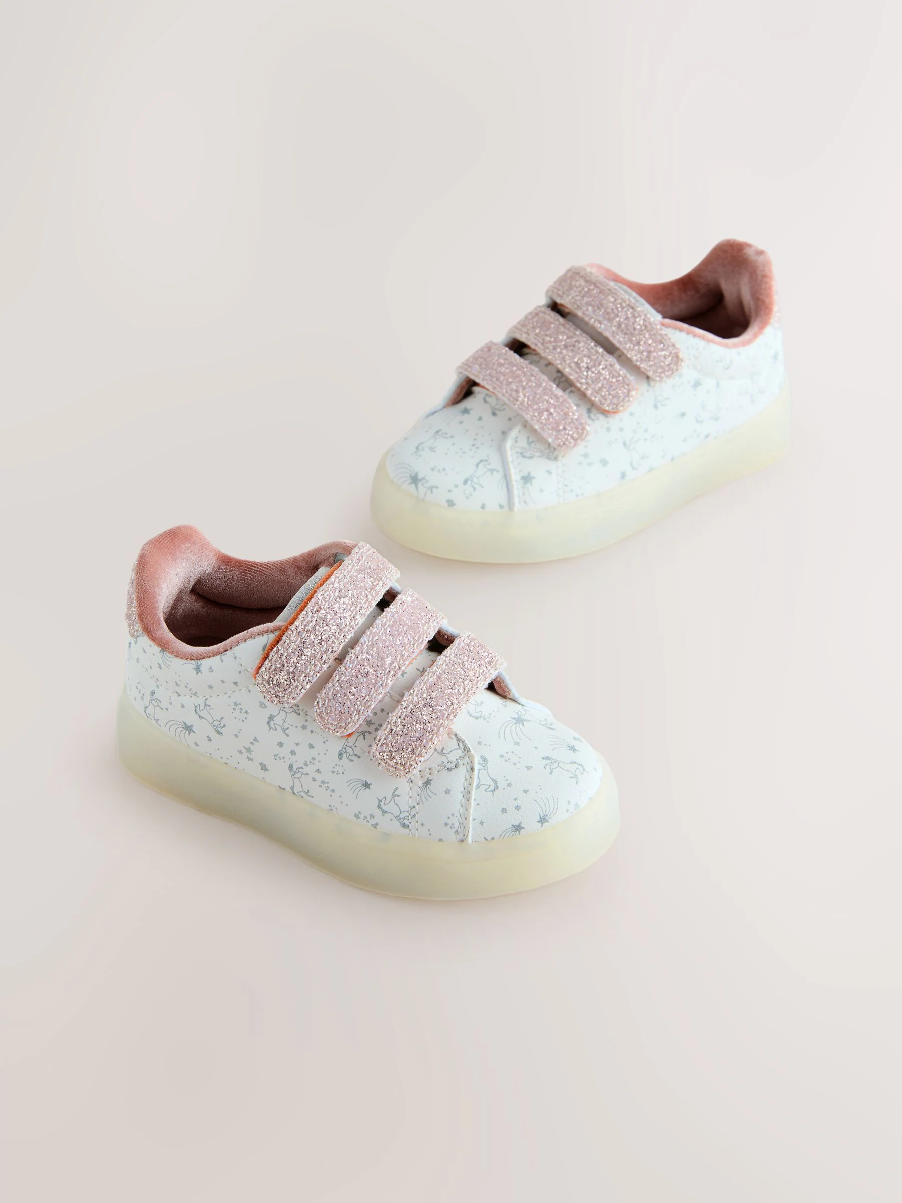 Wit met eenhoornprint - Touch Fasten Light Up Trainers
