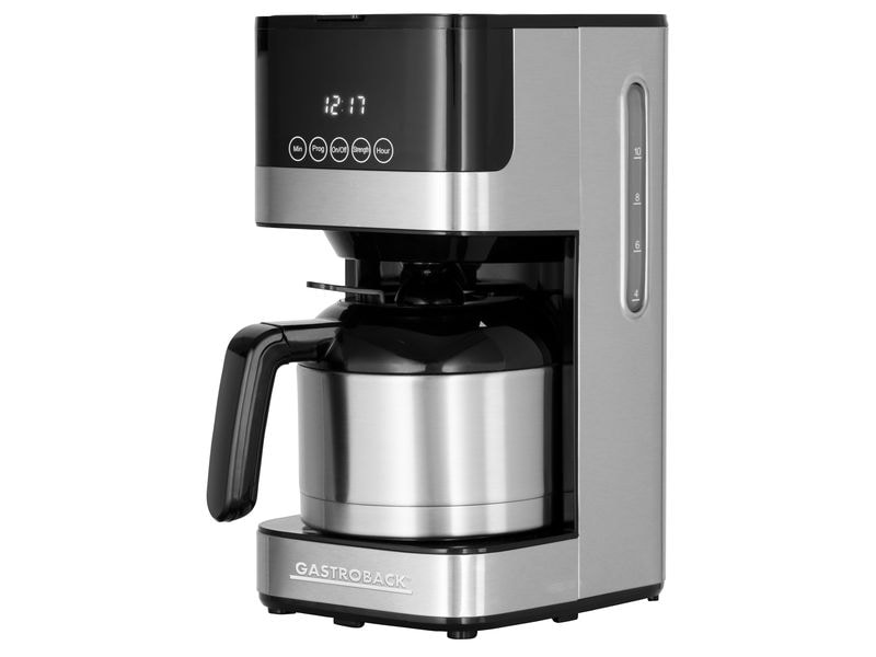 Gastroback Filterkaffeemaschine Essential S Schwarz/Silber Programmierbare Filterkaffeemaschine mit nachhaltigem Kaffeefilter
