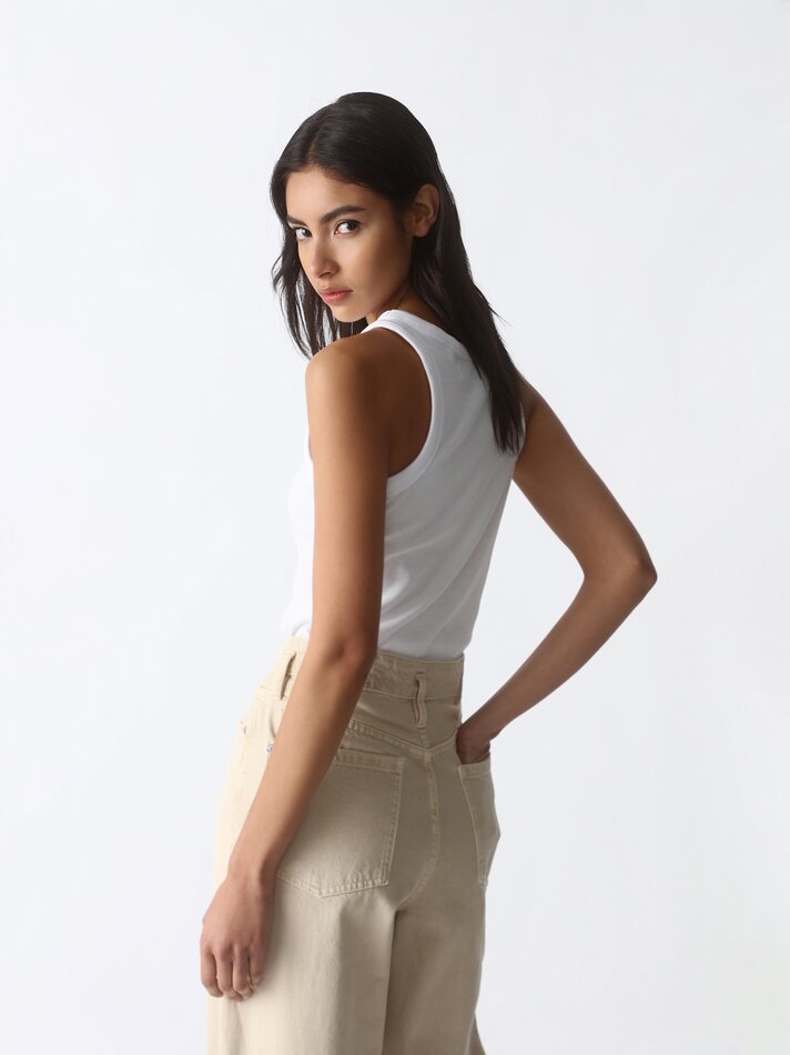 Calça jeans comprida - cor areia