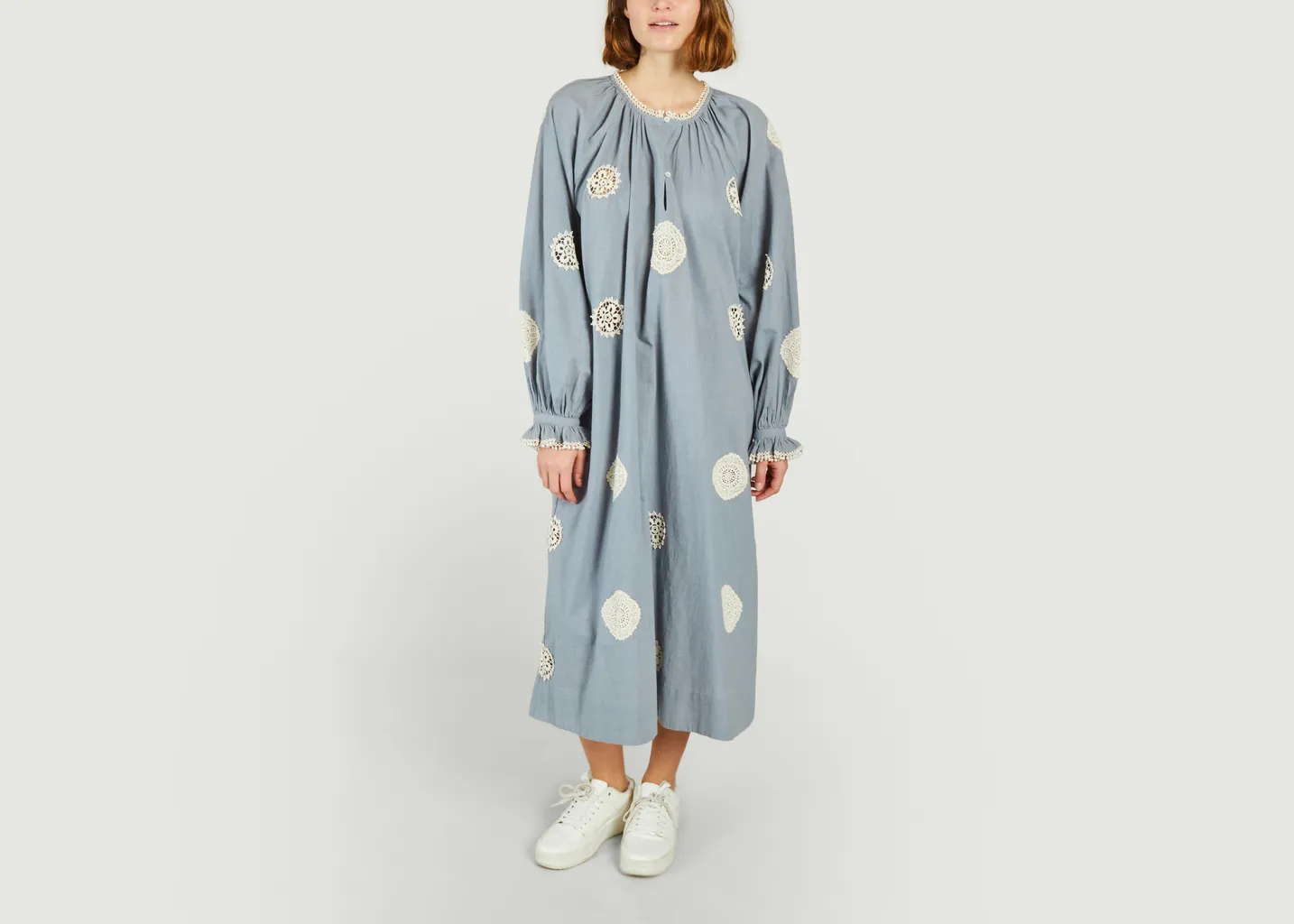 Robe longue manches longues à motif ajouré Jojo Skall Studio