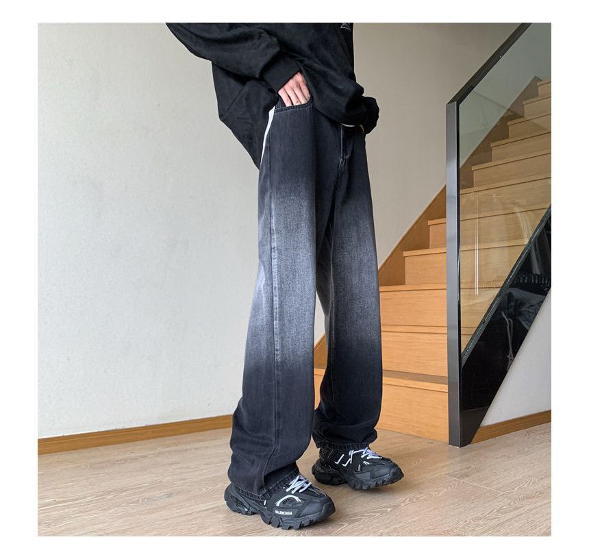 Femilina - Mid Rise Washed Wide Leg Jeans