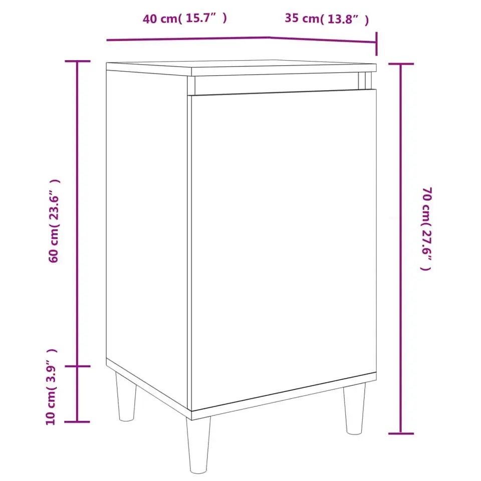 vidaXL - Nachtkastje - Hoogglans wit - Bewerkt hout - 40 x 35 x 70 cm