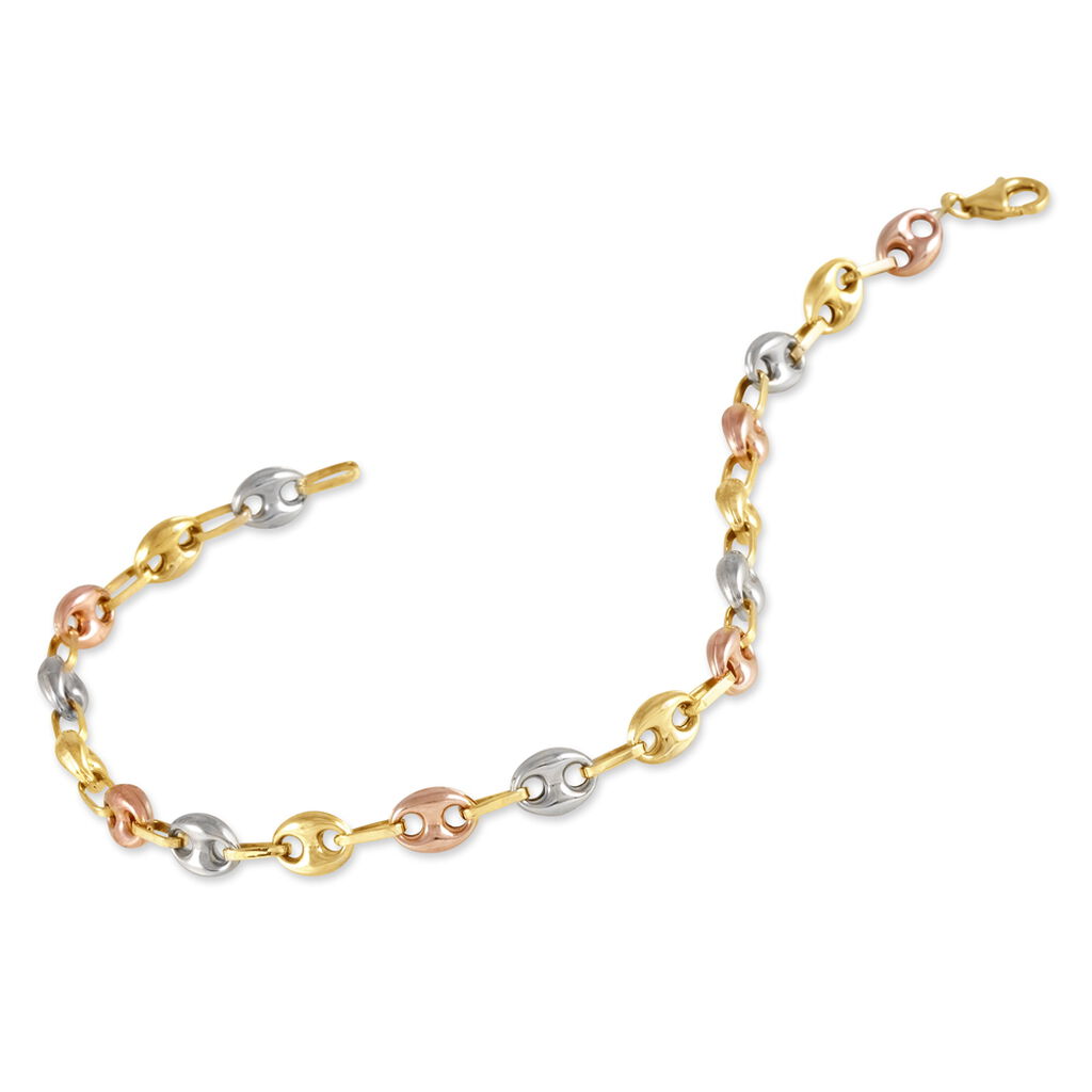 Bracelet Dami Maille Grain De Cafe Or Tricolore