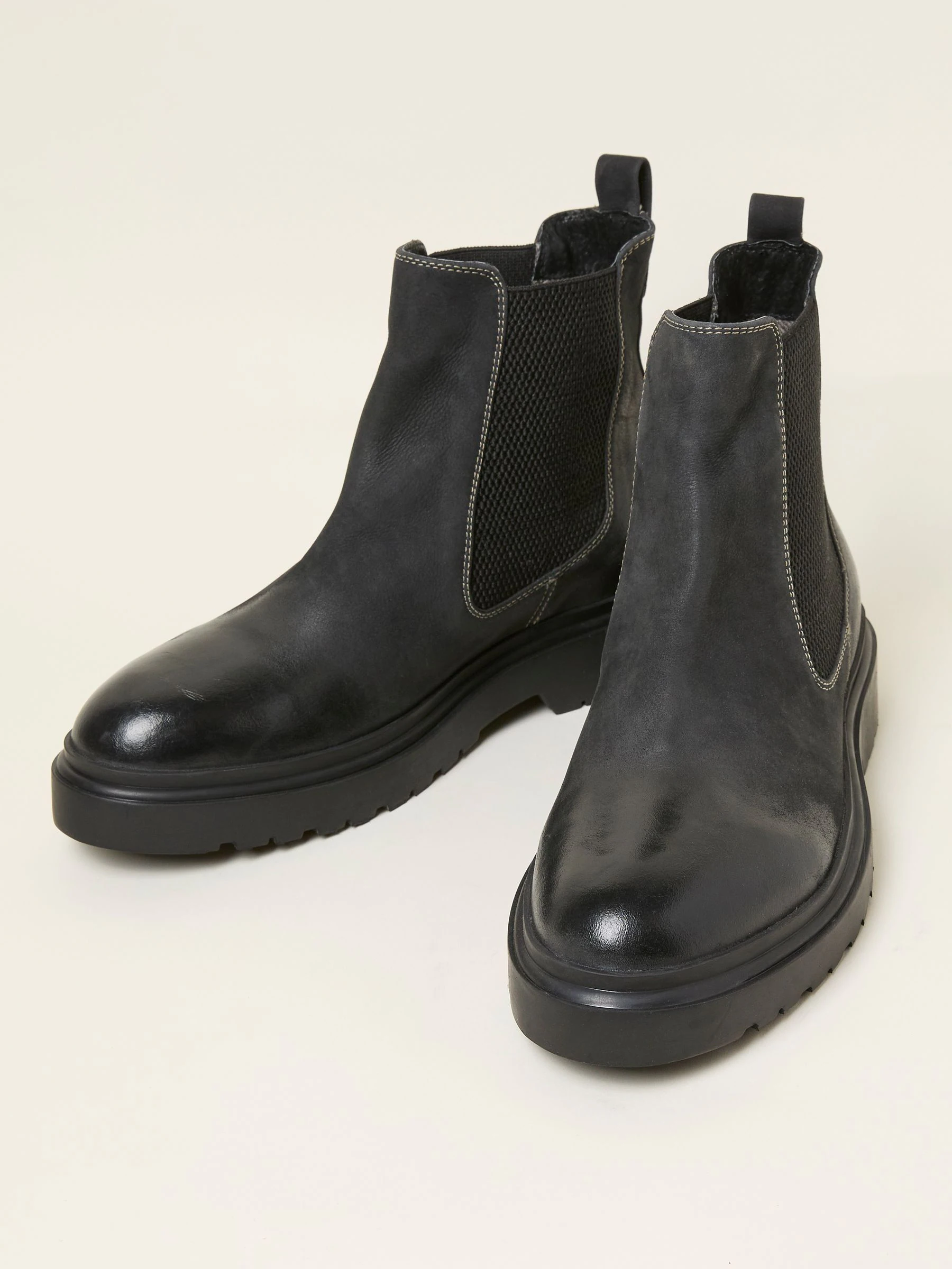 Zwart - FatFace Men's Leather Chelsea Boot