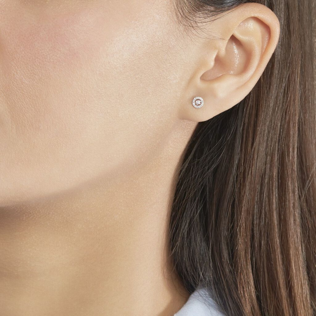 Boucles D'oreilles Puces Domitia Or Blanc Diamant