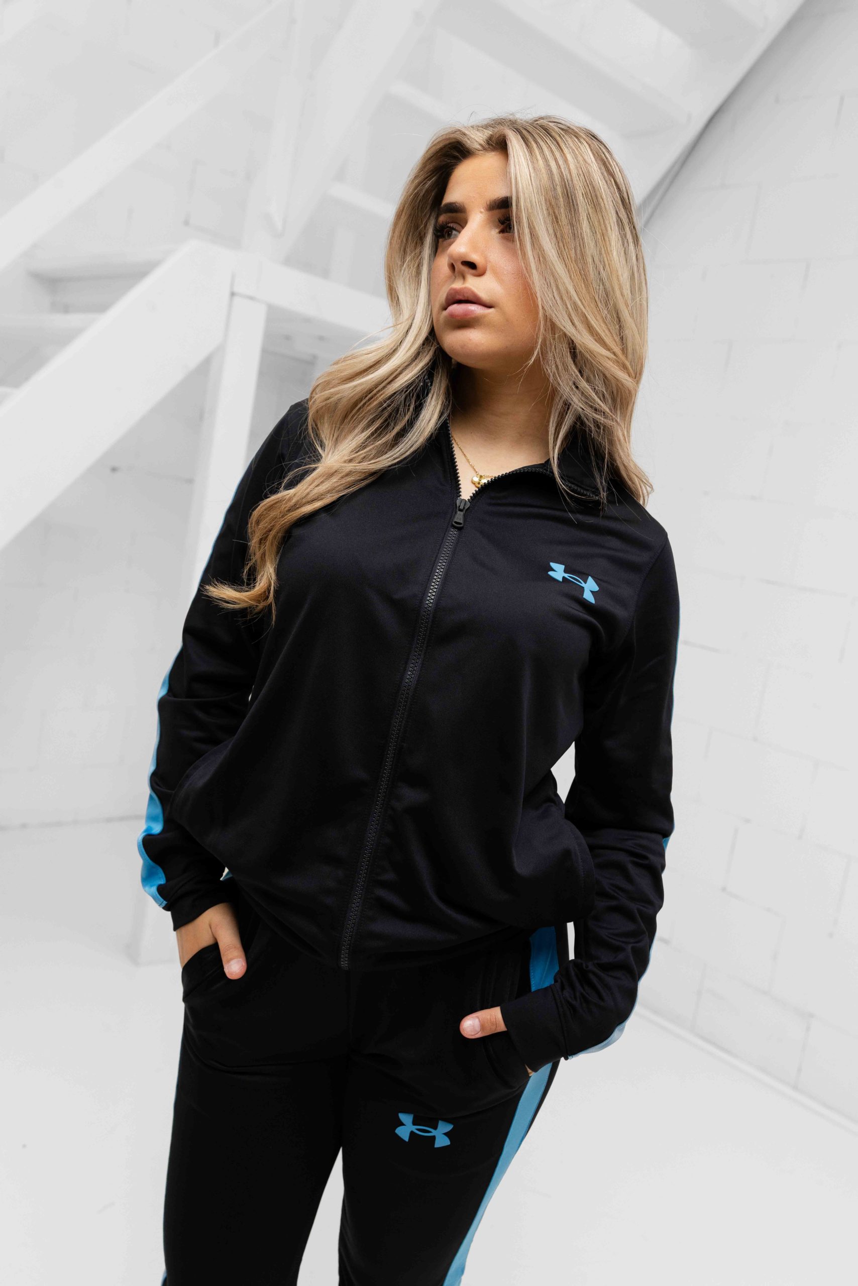 Under Armour Rival Knit Trainingspak Dames Zwart/Blauw