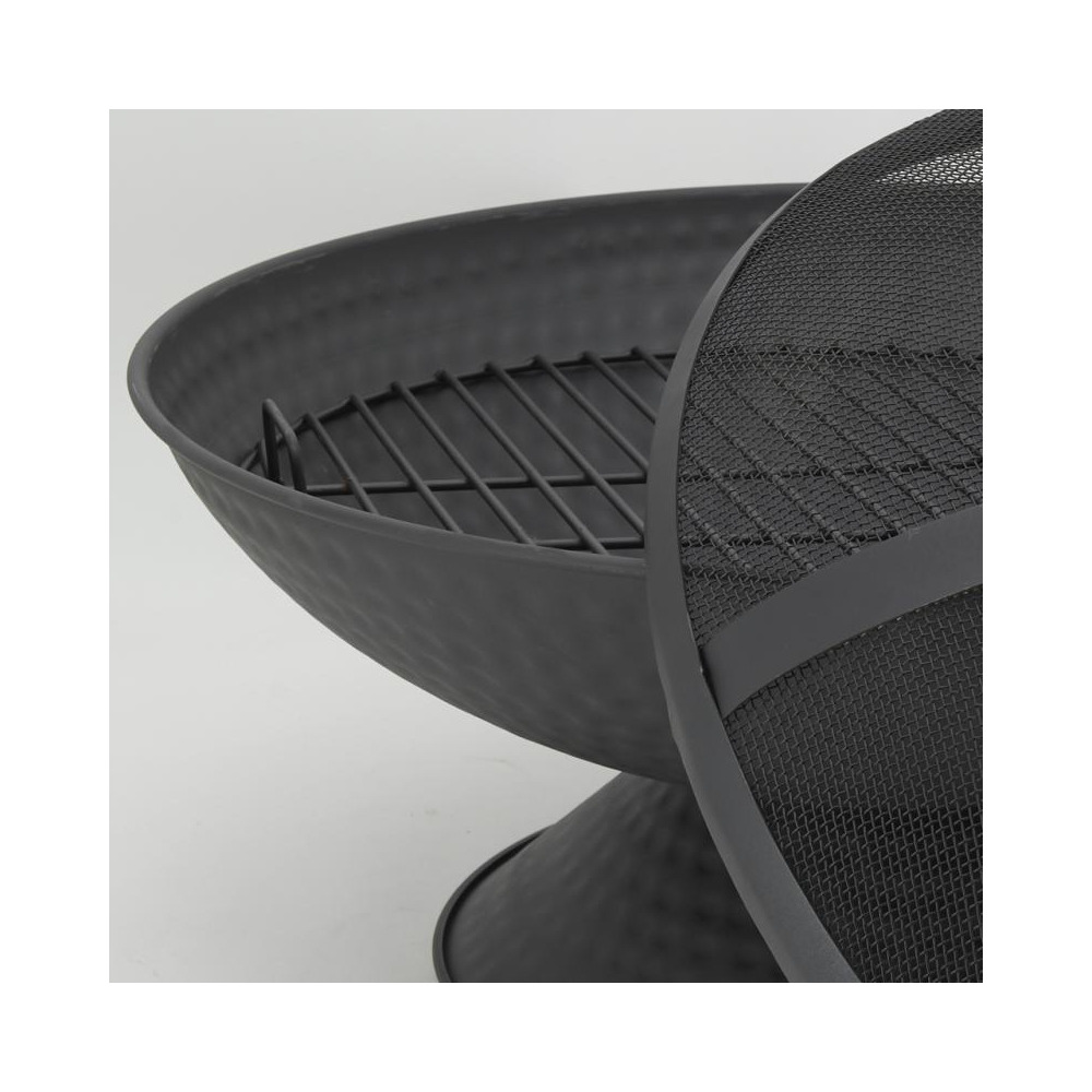 Brasero avec grille + couvercle en métal noir