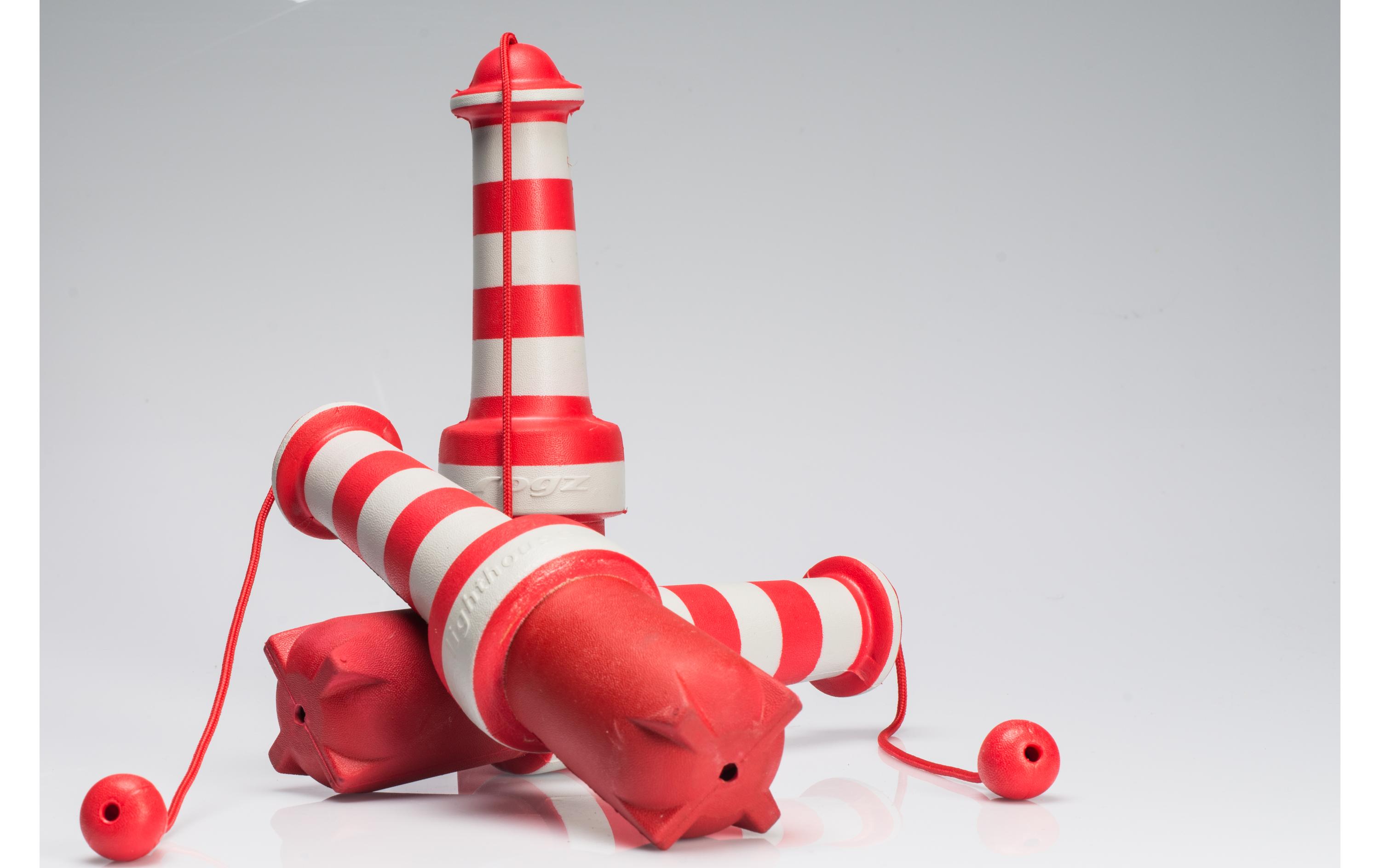 Schwimmspielzeug Lighthouse Rot-WeissSchwimmfähiges Apportierspielzeug für Hunde