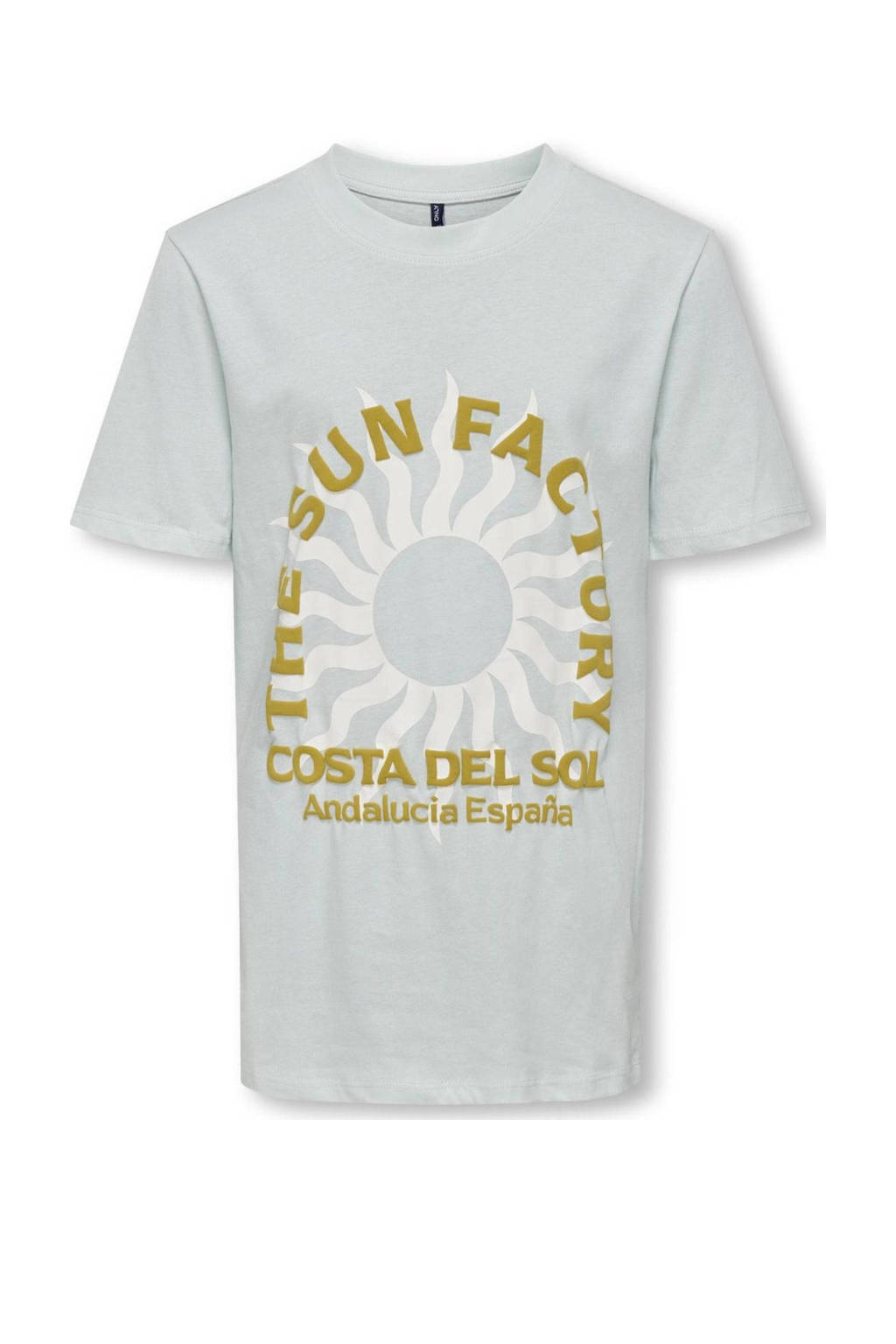 ONLY T-shirt KOBJASPER met printopdruk ijsblauw