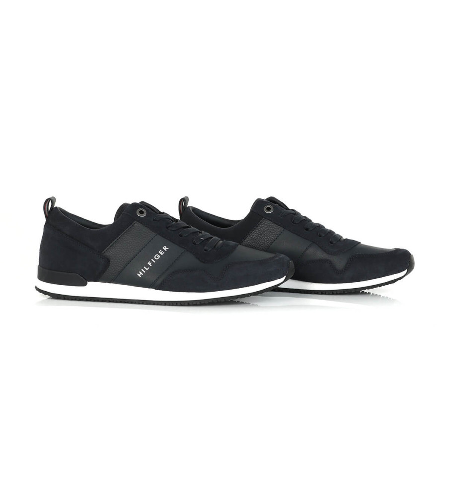 Tênis Tommy Hilfiger de couro azul-marinho