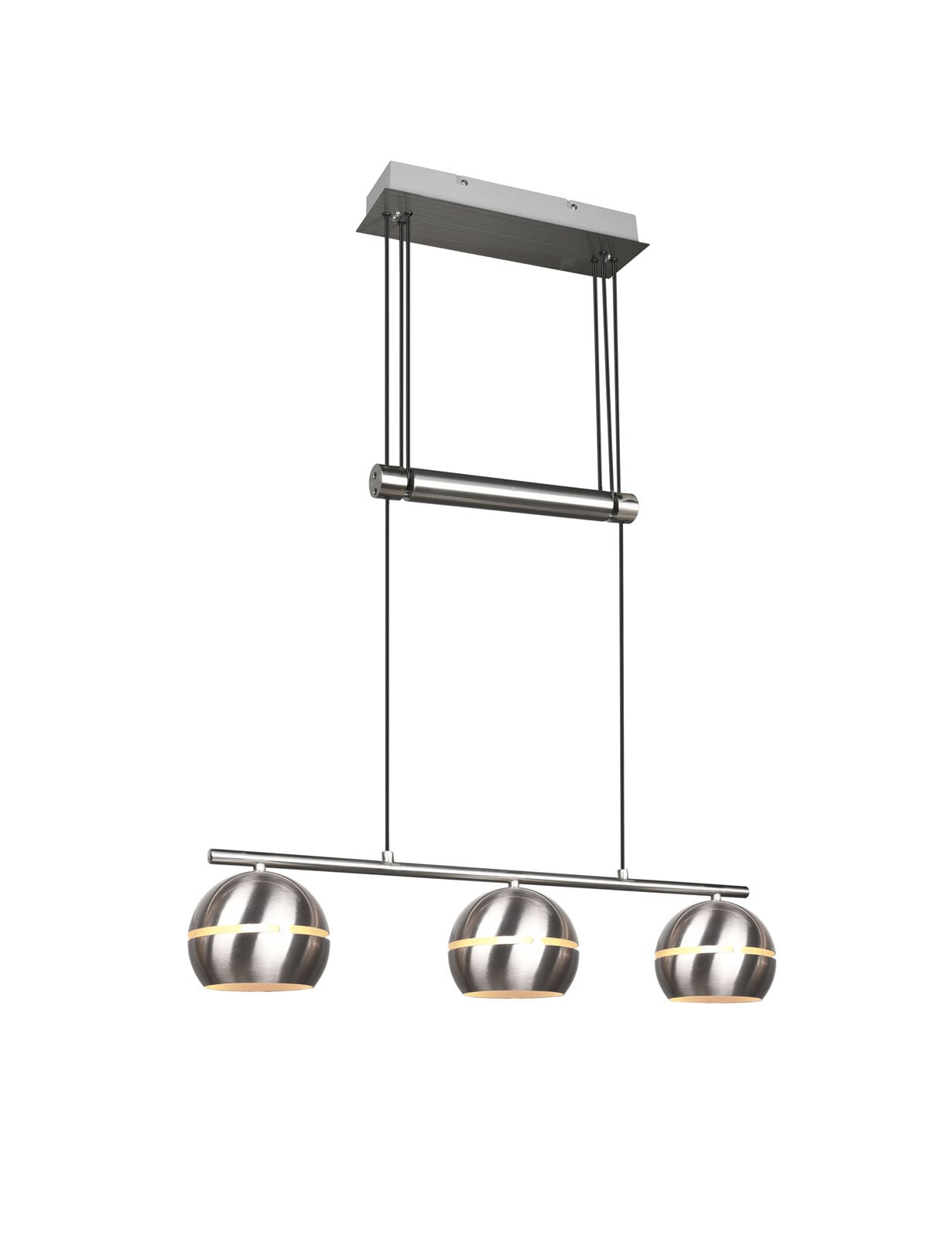 Fletcher Pendelleuchte grau, silber, 313300307, B/H/T: 75 / 150 / 15 cm, Metall